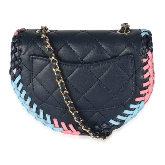 Chanel Navy Quilted Lambskin Braided Mini Messenger Flap Bag - Picture 2 of 8